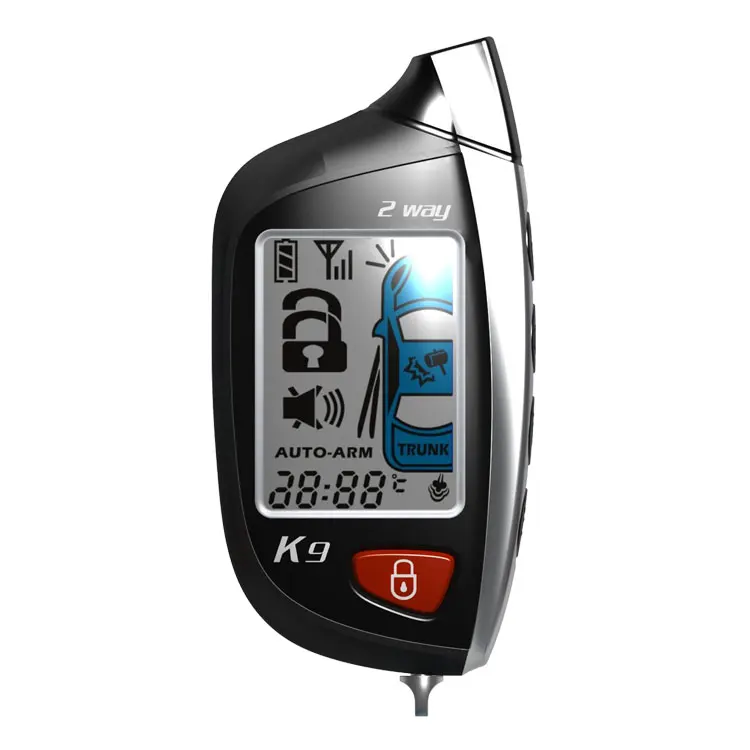Crown Model 2-Way Manual Car Alarm Security System Keyless Entry Anti Theft Device with LCD Remote Controller
