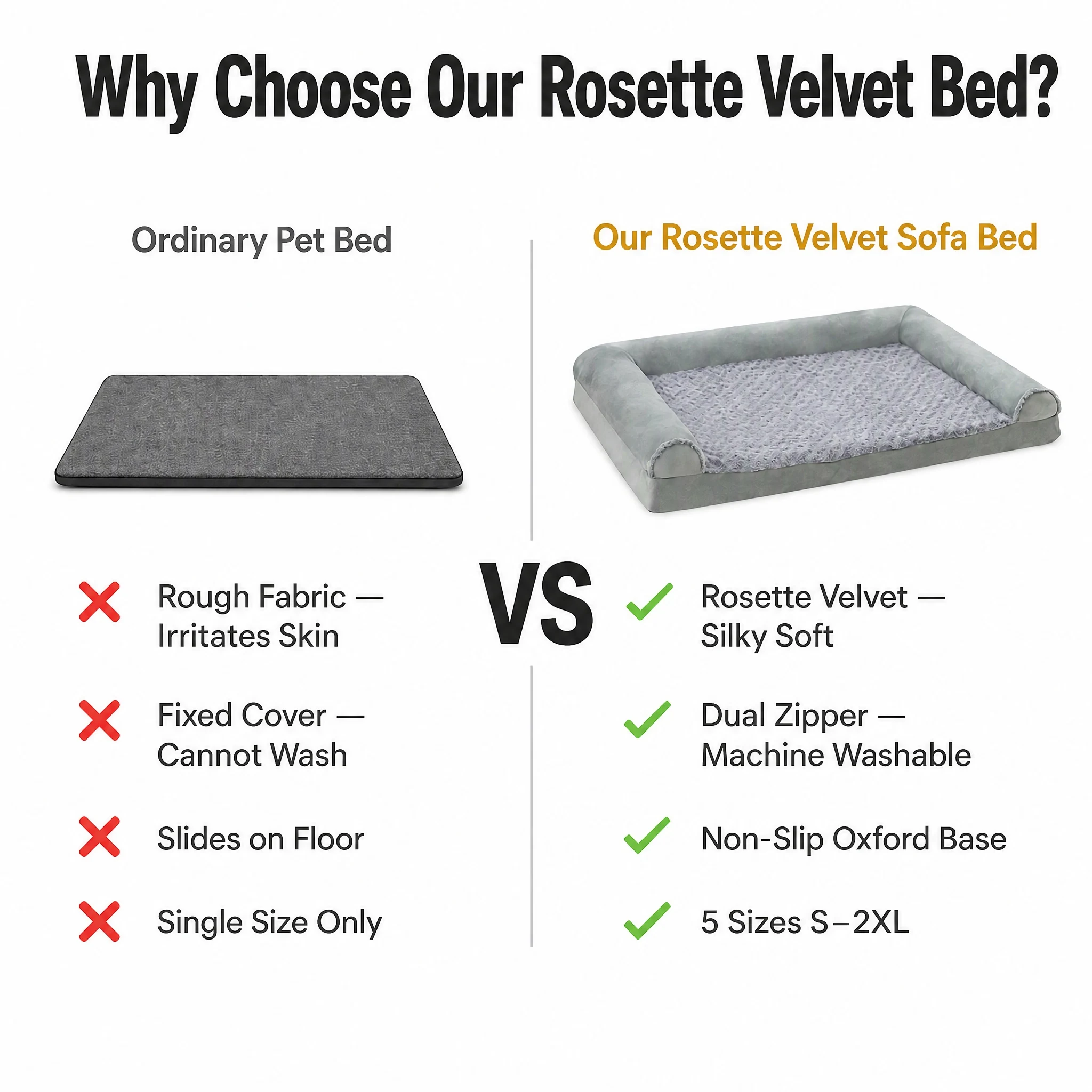 Rosette Bubble Velvet Pet Sofa Bed — Product details 8