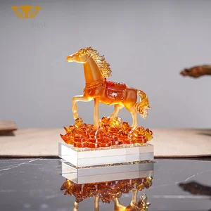 Wealth Business Prosperity Fortune Career Success Office Ornament Crystal Horse Sculpture