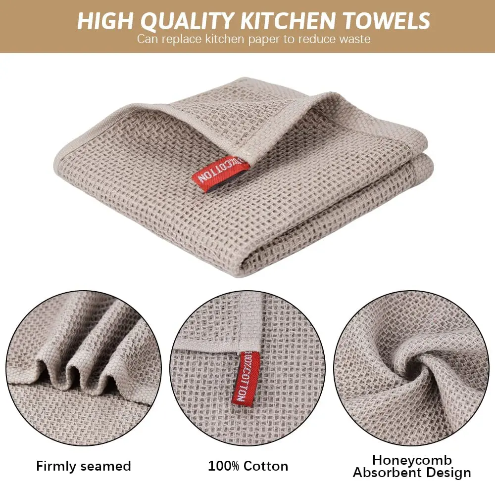 Wholesale Waffle Weave Kitchen Towel Sets 100% Cotton Soft Quick Drying Dish Towels For Kitchen supplier