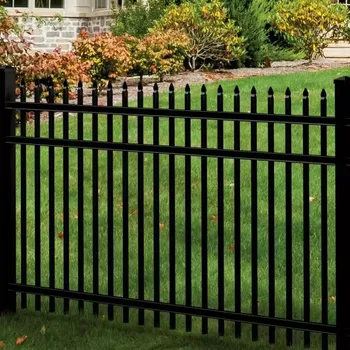 Powder coated Waterproof Black Corten Galvanized Metal Picket Tubular steel Fencing Price Tubular Steel Fence