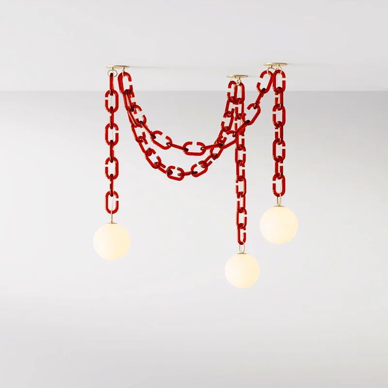 JYLIGHTINGModern Nordic Simple Glass Globe Creative Chandelier Living Room Cloakroom Clothing Store Dining Room Decorative Chain