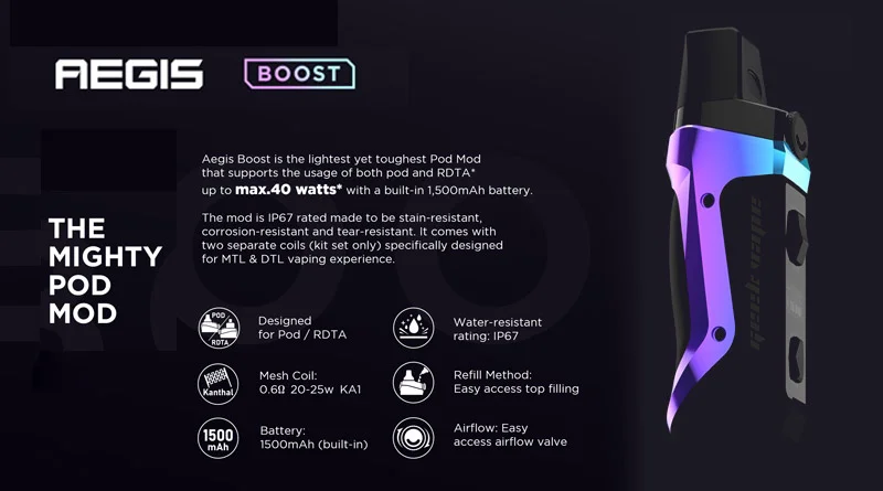 
 100% Оригинальный стартовый набор Geekvape Aegis Boost  