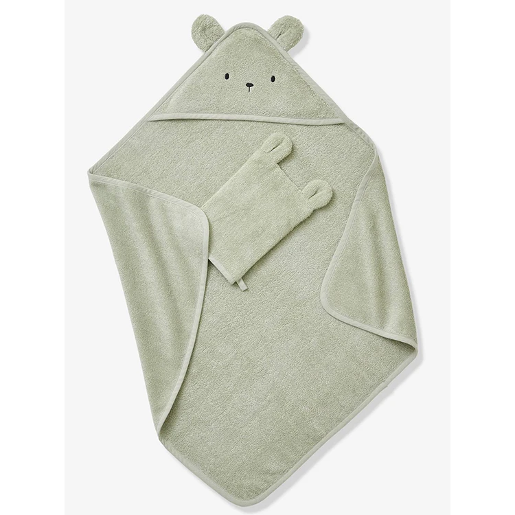 Bear Design Hooded Baby Towel Customized Colors Organic Cotton Bamboo Bath Towel for Newborns for Bathroom Use at Home