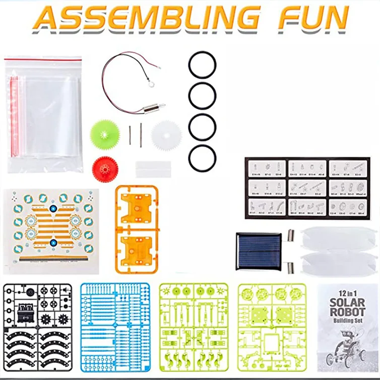 YM-S140 стебель проекты Солнечный робот DIY научный эксперимент наборы для детей 12 в 1 Солнечный робот игрушки строительный Набор для мальчиков и девочек