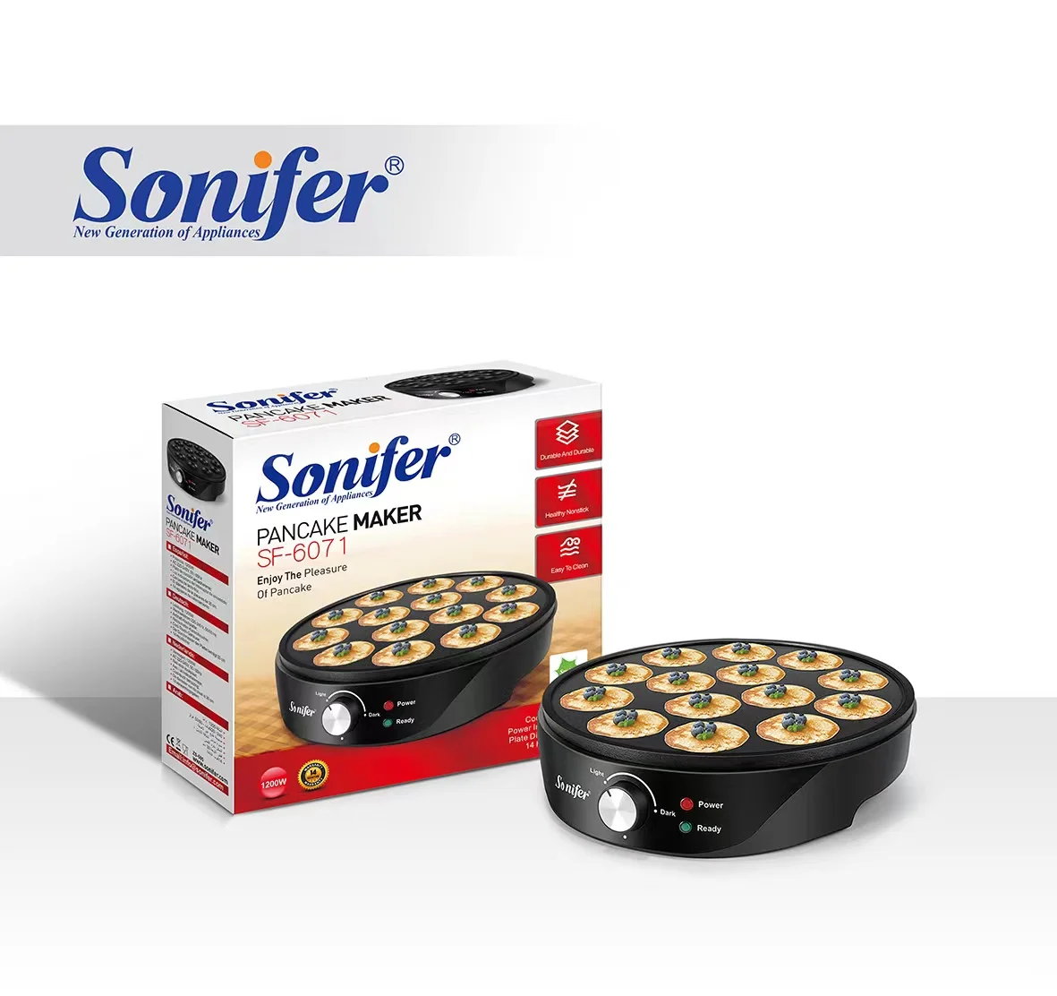 Sonifer Appareil Pancakes - 1200W - Noir - SF-6071 - Garantie 1 an