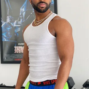 High Quality Cotton Ribbed Men's Tank Top Slim Fit Gym Fitness Running Sports Custom Tank Top