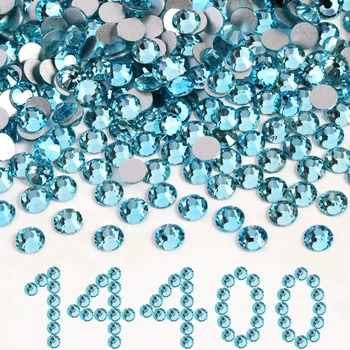 Flatback Rhinestones Bulk Rhinestones for Nails Crafts Clothes DIY Decoration Aquamarine Non-hotfix Bulk