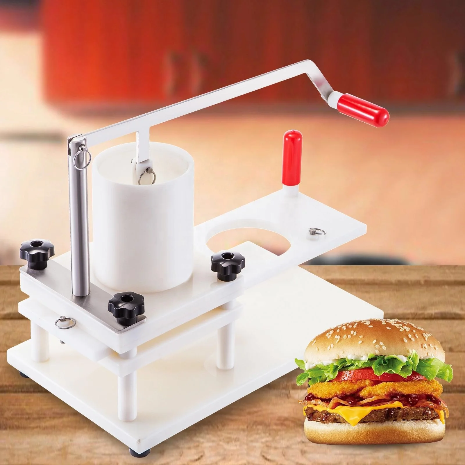 Easybuy Hamburger Patty Machine 130MM/5.1 Inch Diameter Commercial Hamburger Press Maker Durable Manual Burger Forming Machine Burger Press Tool 