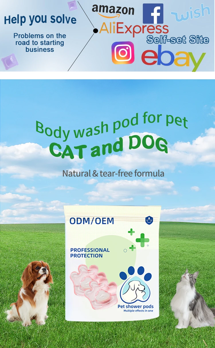 Hot sale  plus body wash skin care relieve itching custom pet shampoo body face wash pods