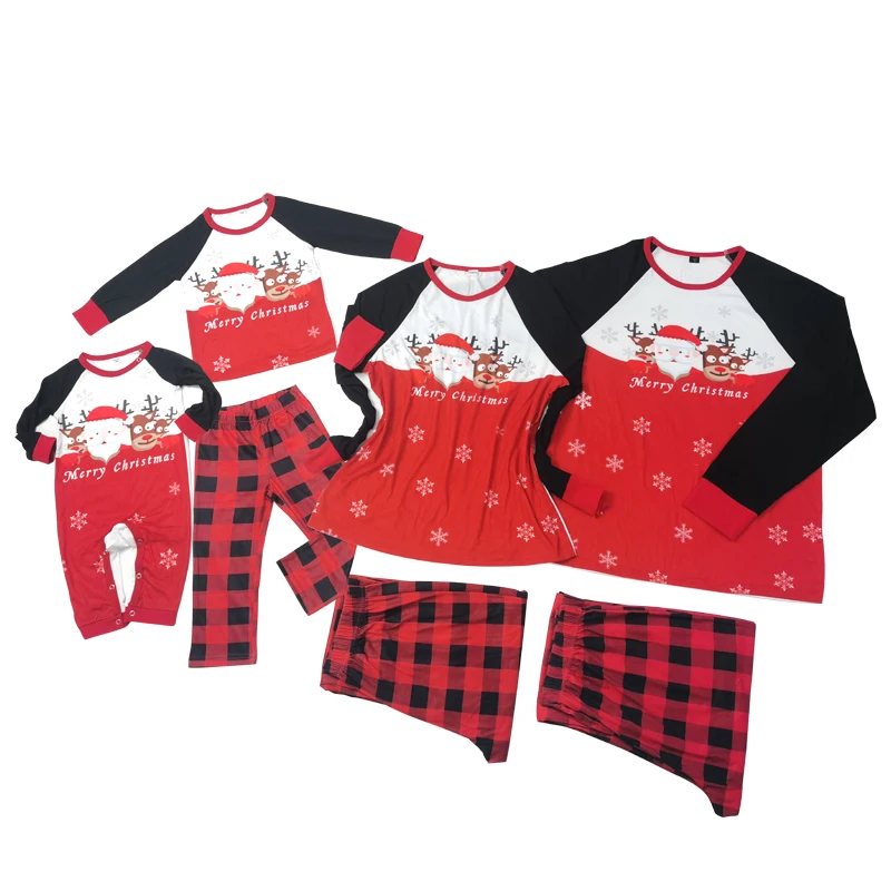 Parent-child Apparel christmas cartoon animal pajamas for women kids men mommy and me