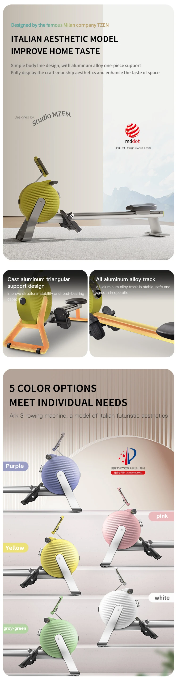 Ypoo Selfgenerating Electricity Alloy Track Rowing Machine With