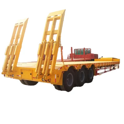 CIMC 3 AXLES AIR SUSPENSION FLATBED TRAILERS WITH ABS Low Bed Excavator Trailer Tow Truck Wrecker Tri Axle Flatbed Trailer