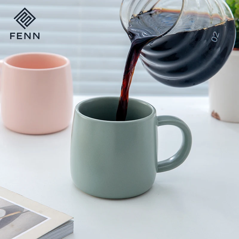 product fenn simple style 400ml solid color glaze porcelain mug home office use smooth surface ceramic coffee tea cup mugs-60