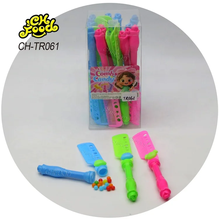 Girl Candy Toy Plastic Colorful Comb Toy Filled Fruity Hard Tablet Candy Sweet Promotional Toys in PVC Boxes with Halal Candy