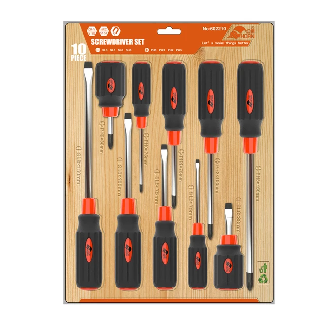 Magnetic Screwdriver Multi-Function Professional Repair Tool with Phillips/Slotted Bits TPR+PP Plastic Handle Screwdriver Set
