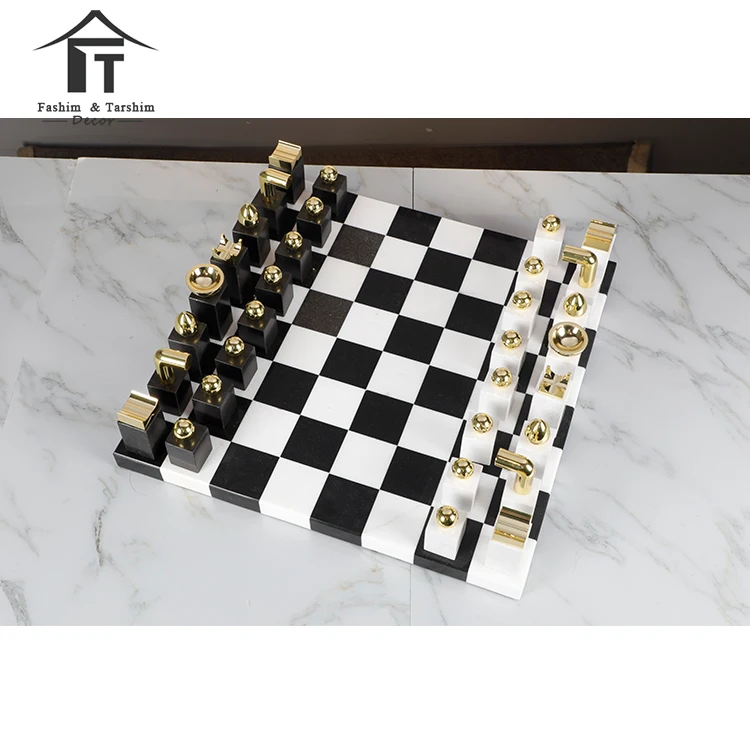 Source Wood chess game set luxury gold chess set decorative