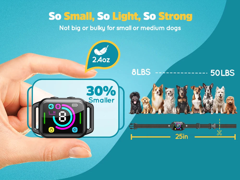 Waterproof Electronic No Shock Bark Collar Oem No Harm Dog Training Collar With Bark Control Pet