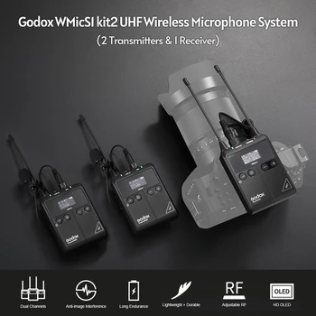 Godox WMicS1 Kit2 UHF Wireless Microphone 2pcs TX1 Portable Body-pack Transmitters+ RX1 Receiver for Smartphone Camera Vlog detail image