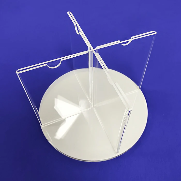 Custom Rotating Quadruple Elegant Clear Acrylic Poster Menu Display Stand for Restaurant Shops