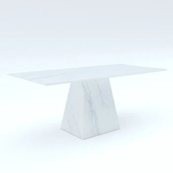 Luxury Modern Marble Countertop Long Dining Table With Four Seats And Metal Legs