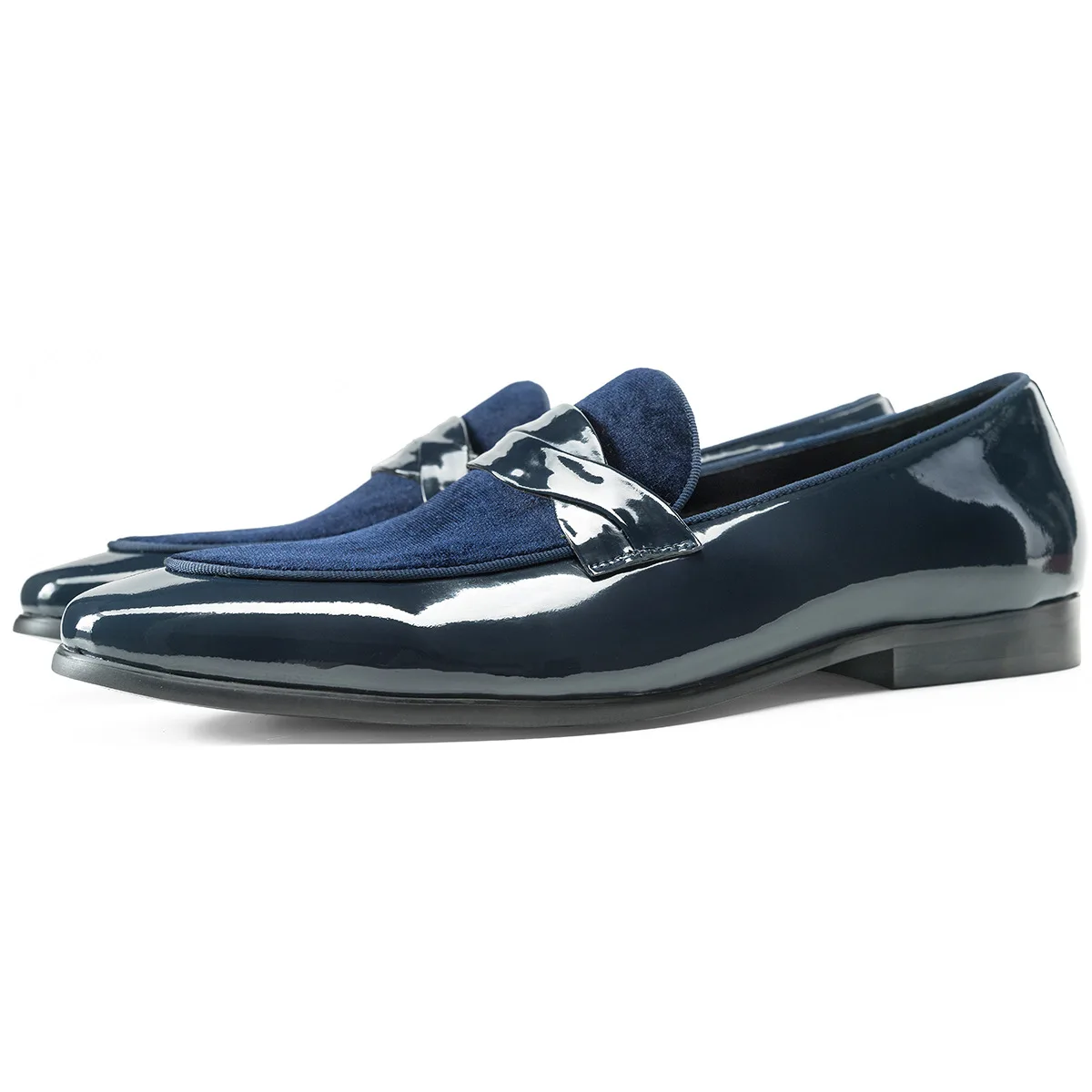 PAUL FREDRICK MEN’S DARK BLUE LEATHER LOAFERS Paul Fredrick NAVY BLUE Suede Leather Dress Shoes Mens Sz 10  main image 2