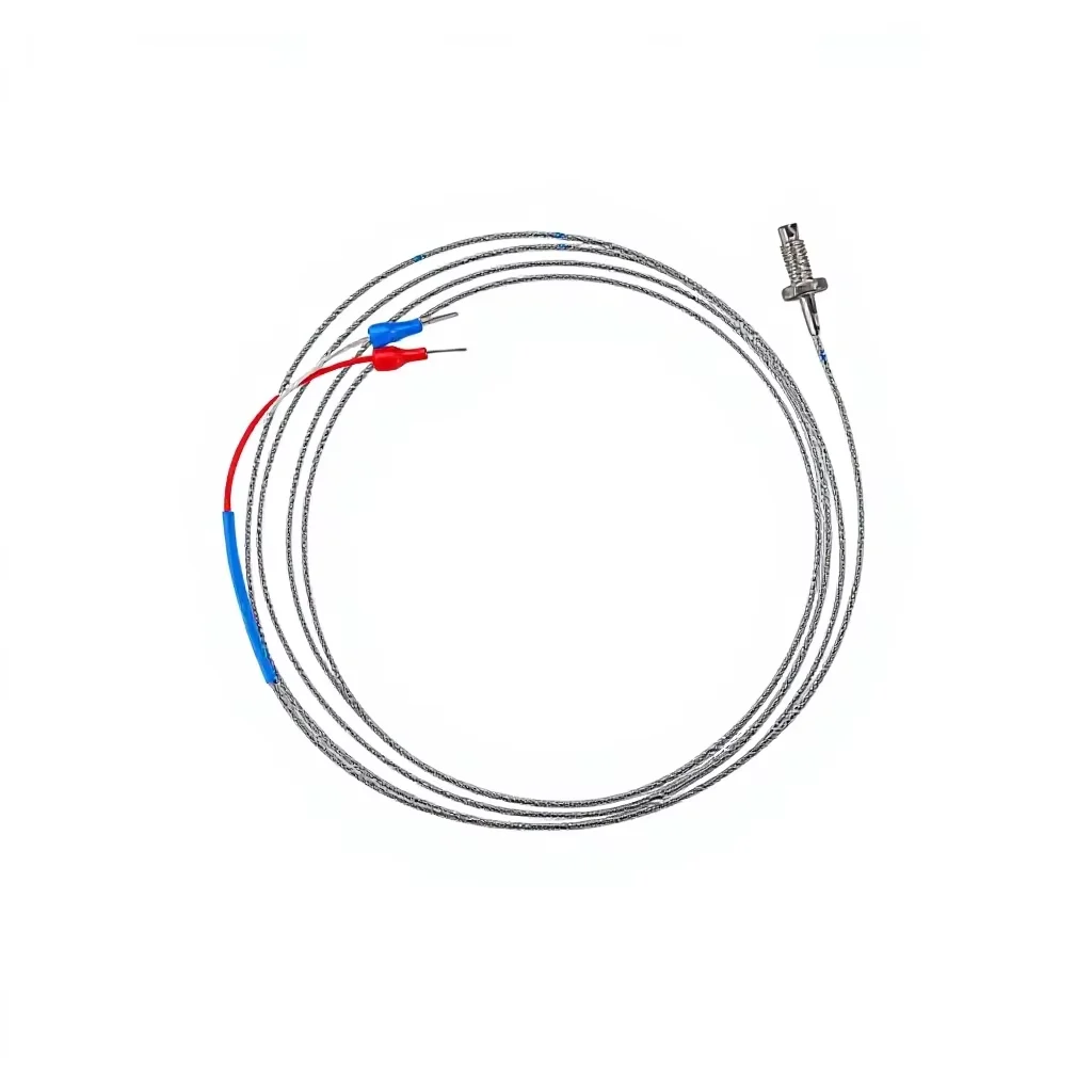 M6 Metric Screw Thermocouple K/E/PT100 Temperature Sensor Stainless Steel Threaded Insertion Metal Temperature Sensing Wire