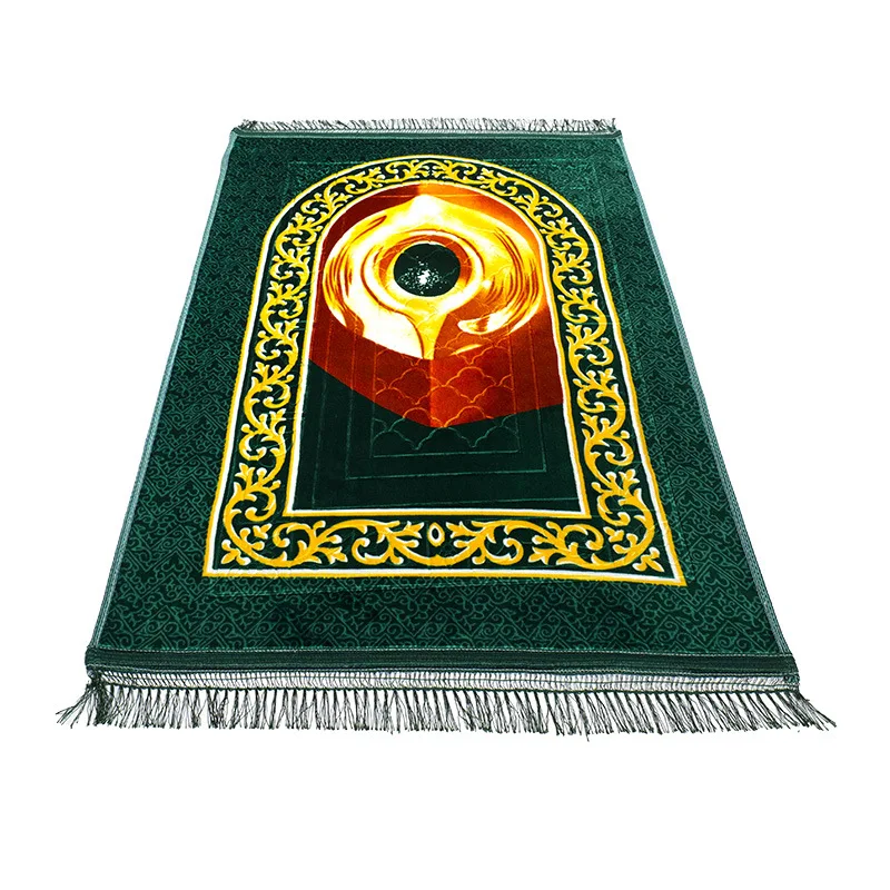 Factory Dropship Custom Design Polypropylene Woven Portable Prayer Mat Thick Fluffy Tassel Islam Muslim Turkish Adult Rug Tapis