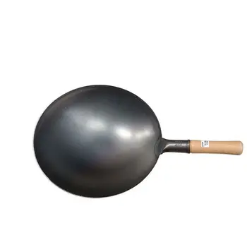 Hot Selling Factory Prices Hand Hammered Carbon Steel Wok With Wood Handle