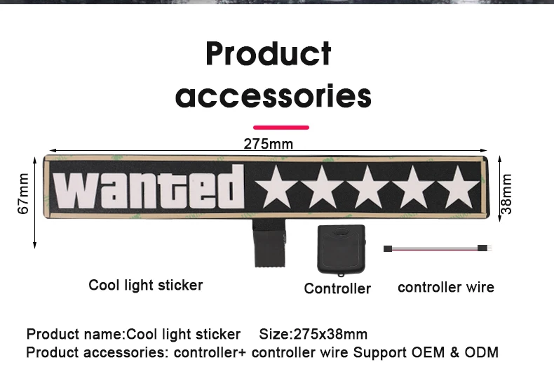 Factory Custom New Animated Car Decals Flashing Led Panel Stickers Car