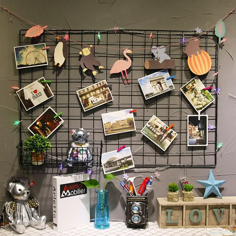 Metal Wire Mesh Grid Wall Decor Wall Hanging For Photo Hanging Display