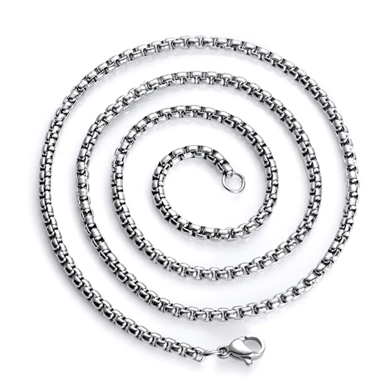1PC Fashion Stainless Steel Pearl Link Chain Polishing Necklace 50cm 