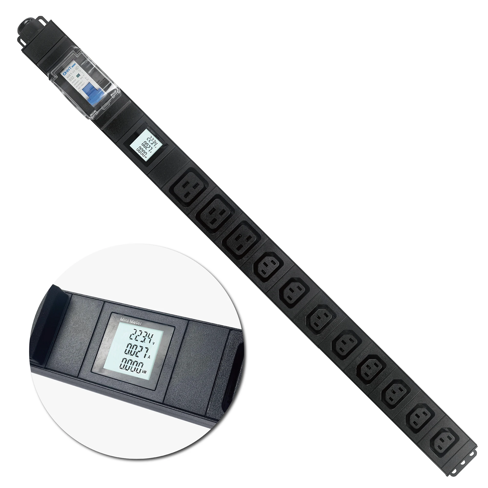 240V 30A C13 C19 High Quality Power Distribution Unit PDU for Cabinet with LCD Meter 1p 32A Circuit Breaker Air Switch