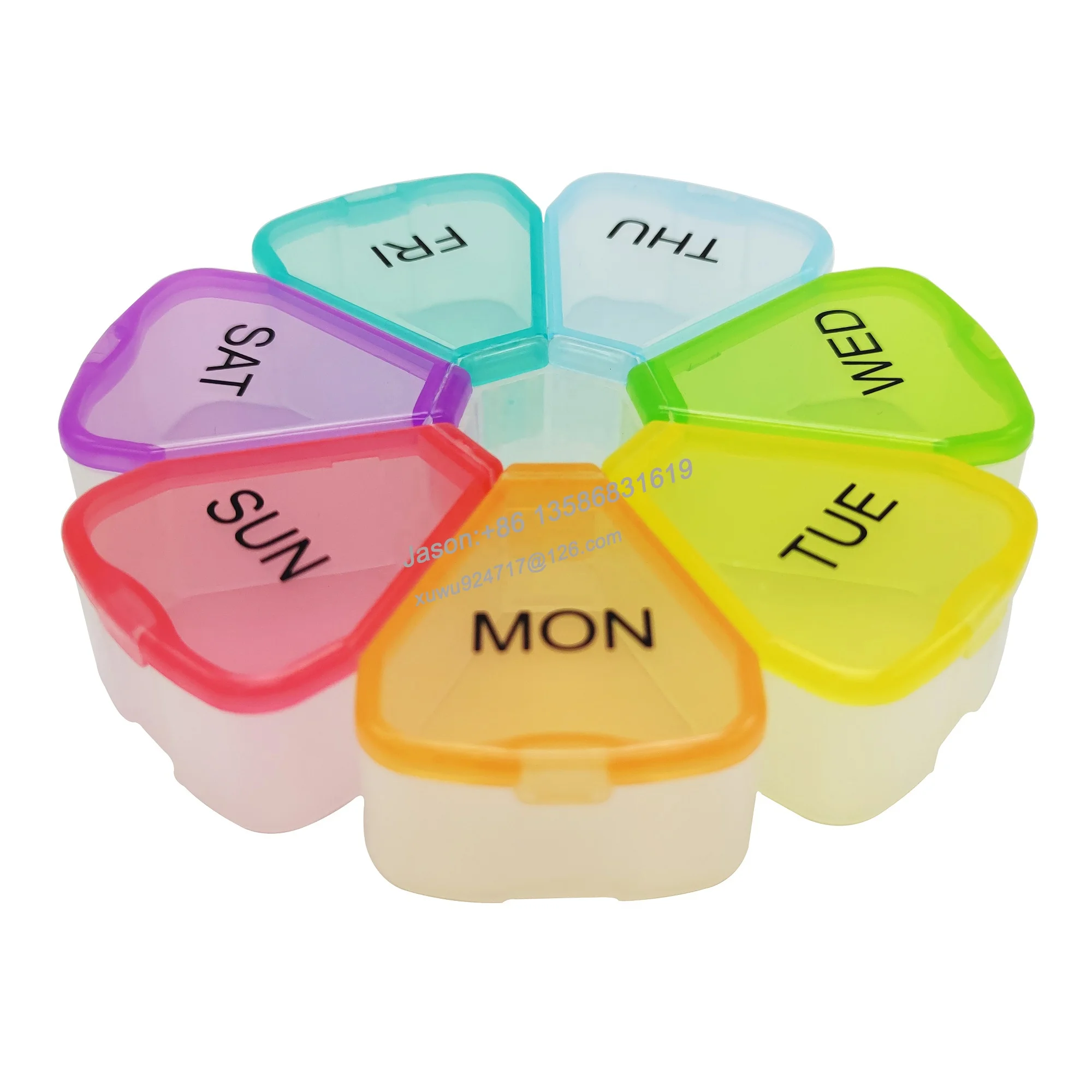 Лидер продаж, круглый пластиковый органайзер для таблеток в цветочек, 7 дней, 7 отделений