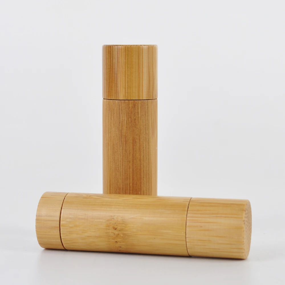 Wholesale Refillable Eco Friendly Biodegradable 5ml Bamboo Lipstick Packaging Empty Bamboo Lip Balm Tubes