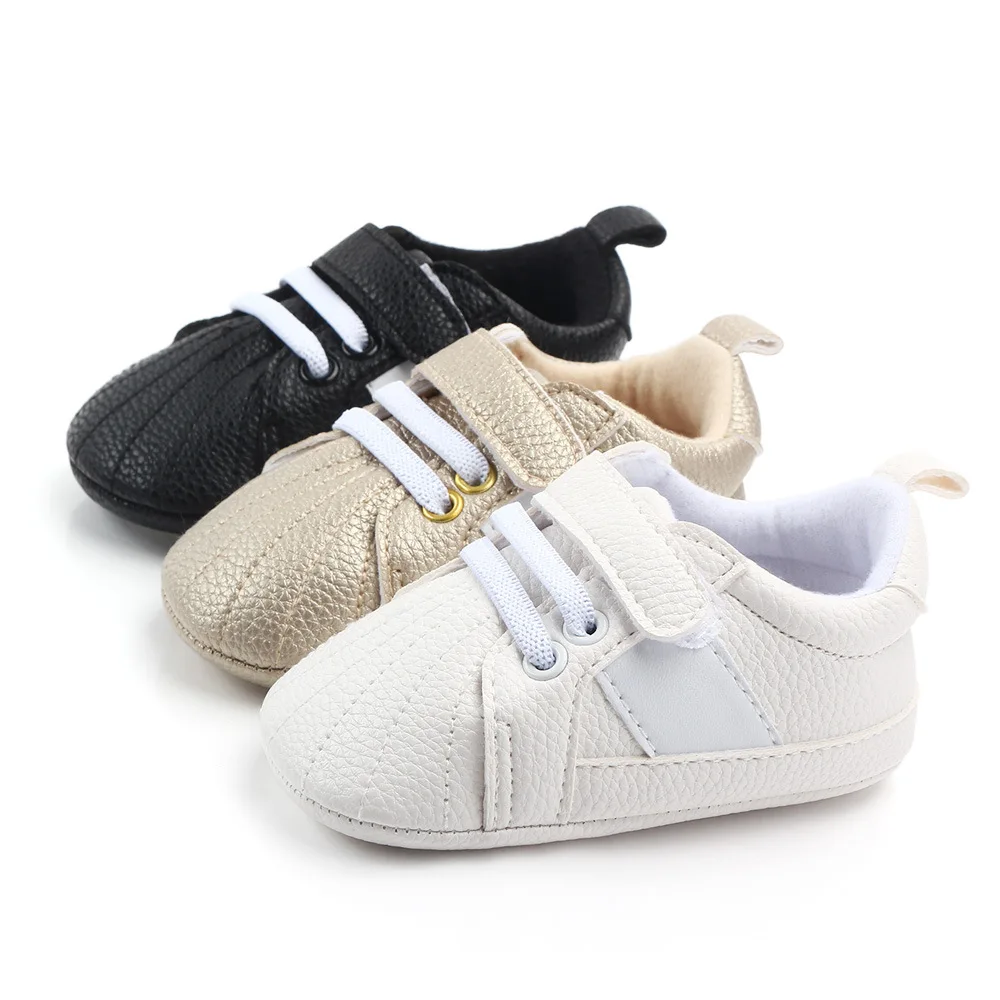 Baby Shoes Pu Leather Sneaker Striped Toddler First-Walkers Anti-Slip Soft-Sole New Casual Infant Shoes manufacture