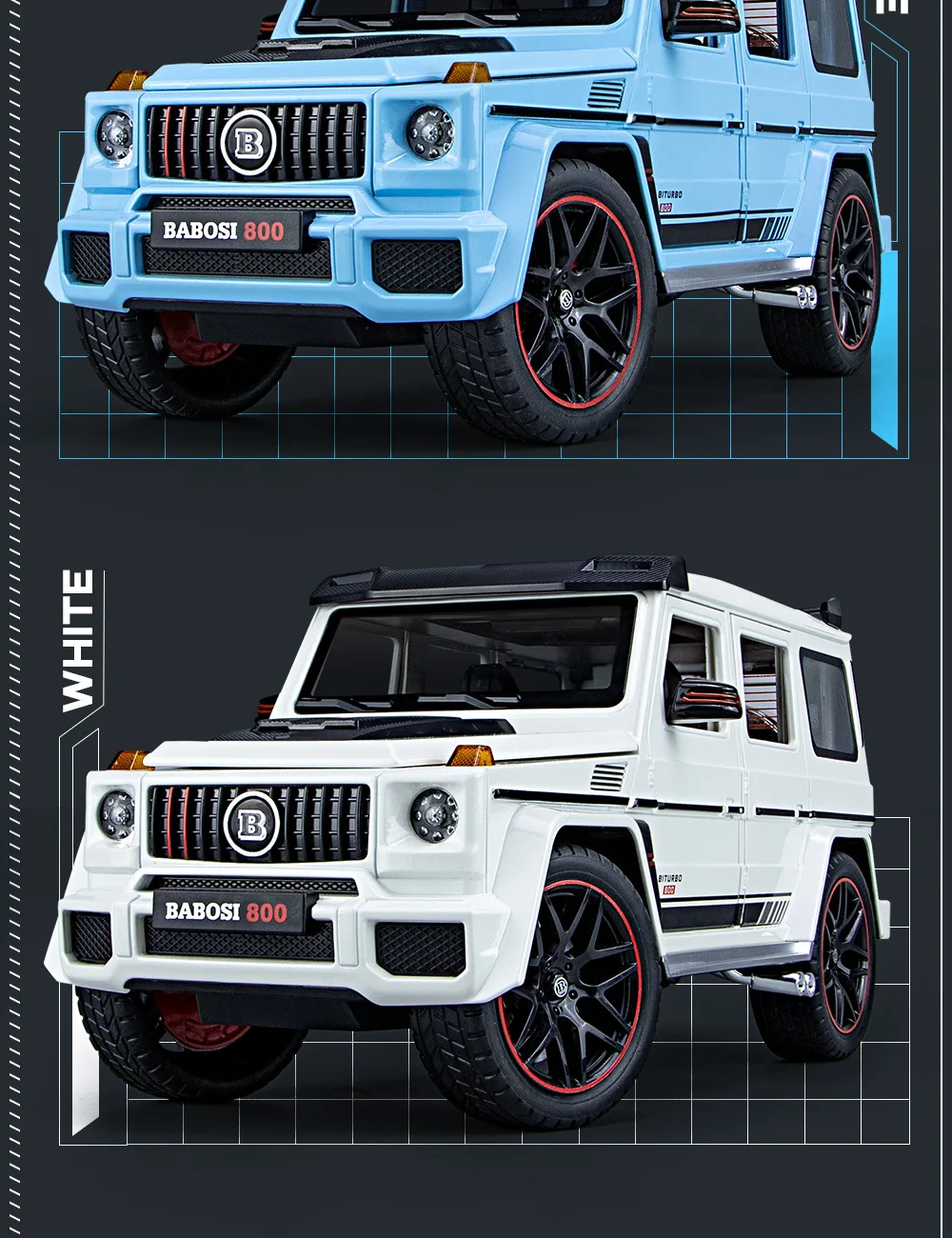 Diecast 118 Mercedesbenz Babos G800 Sound And Light Pullback Car Model Door Open Metal