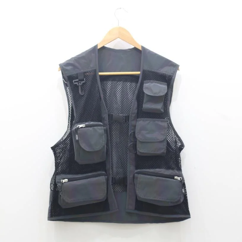 Custom Logo Outdoor Trend Magic Color Luminous Mesh Safety Tank Top Reflective Safety With Zipper An
