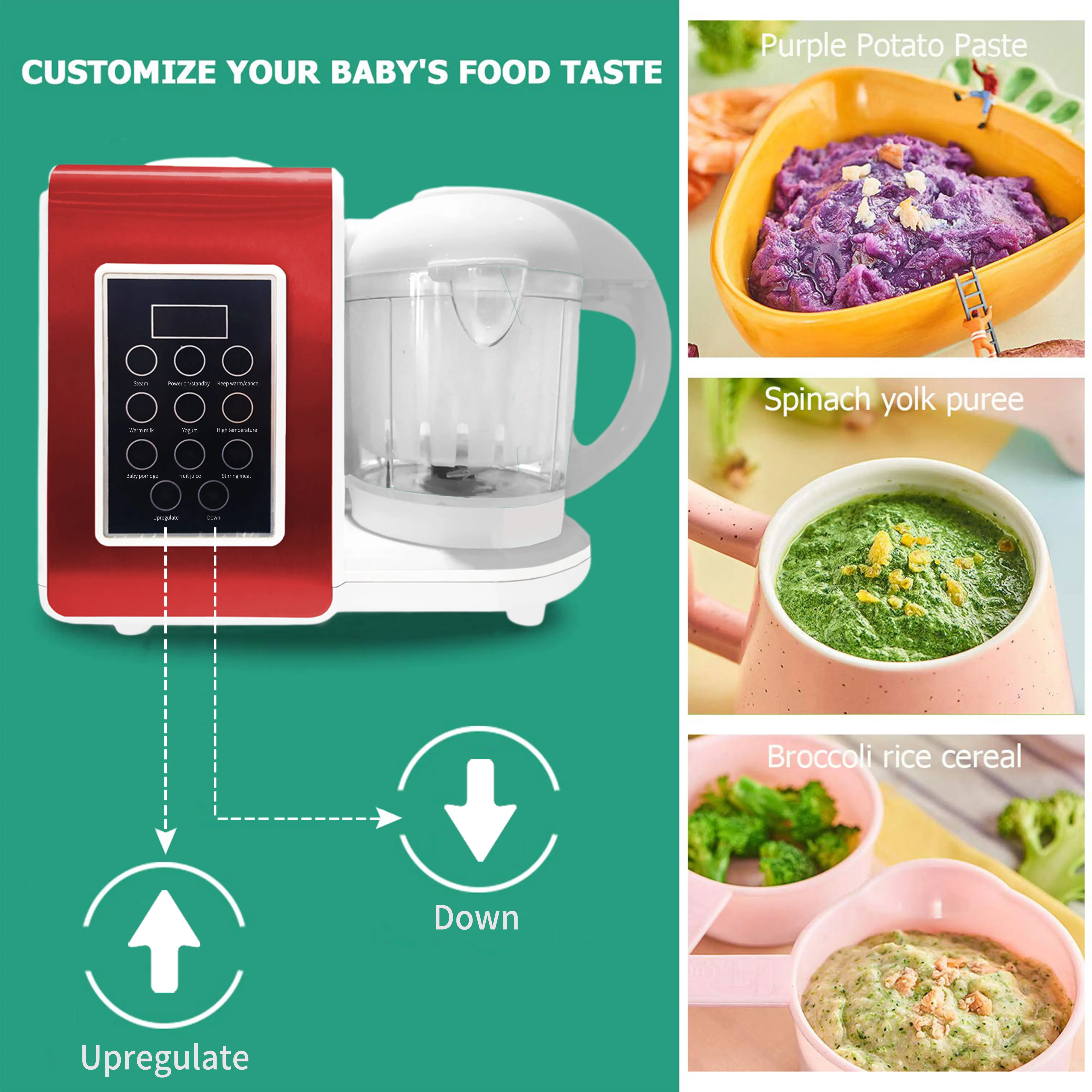 Manual Baby Food Blender And Steamer For Vegetables Fruit Meat Baby