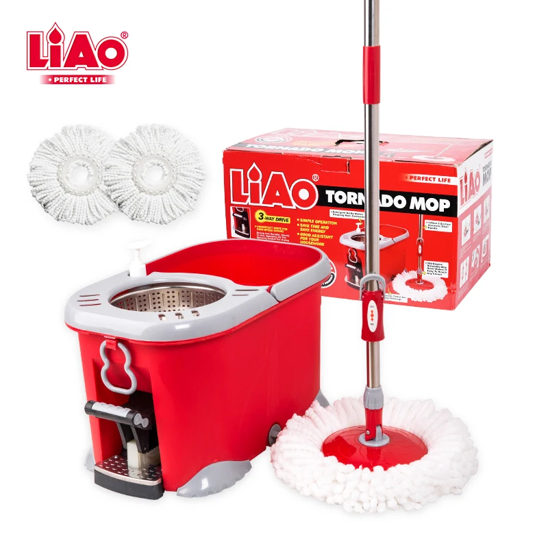 Liao Easy Clean Foot Pedal 360 Spin Mop And Bucket Set With Power