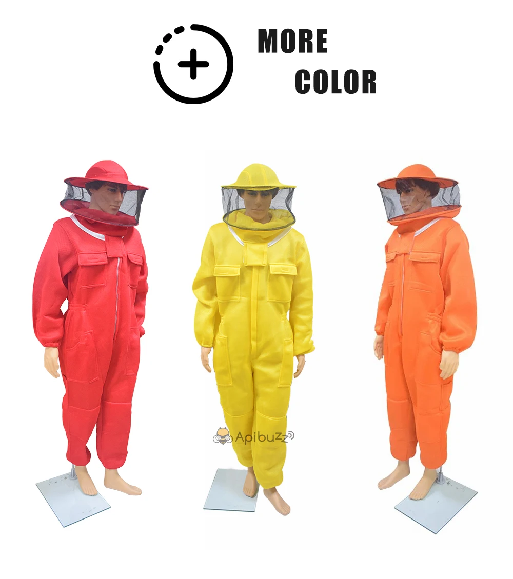 Bees & Co U73-XXXL-W 100% Natural Cotton Beekeeper Suit With Round