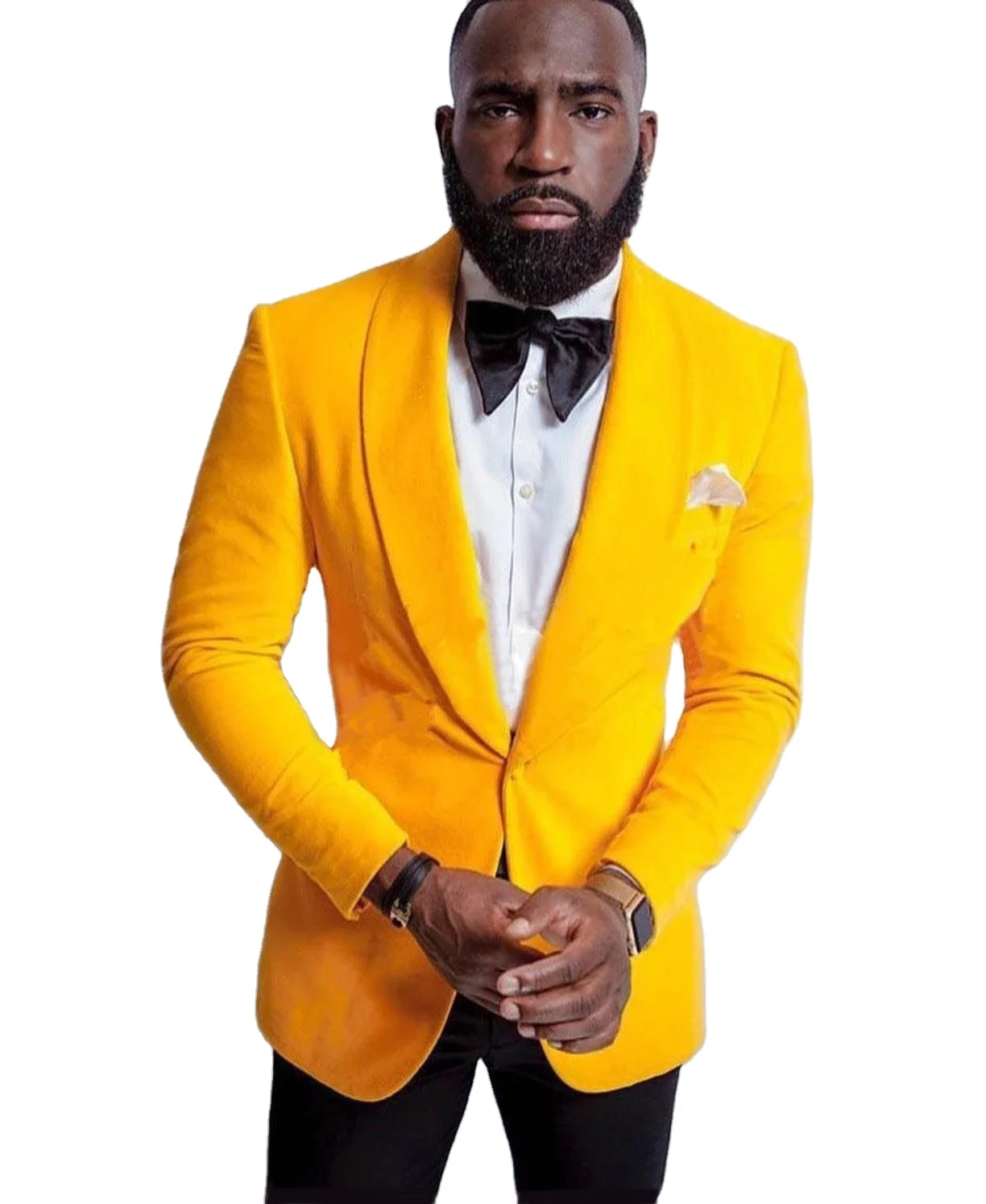 Yellow Blazer Black Pants Classic Men Suit for Men Groom Tuxedos Prom  Dinner Business Suits Men Terno Masculino 2Pieces