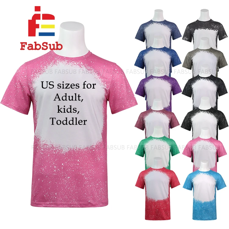 Hot Selling Faux Bleached Custom Print Shirts 100 Polyester T Shirts Sublimation Bleach Shirts 4351