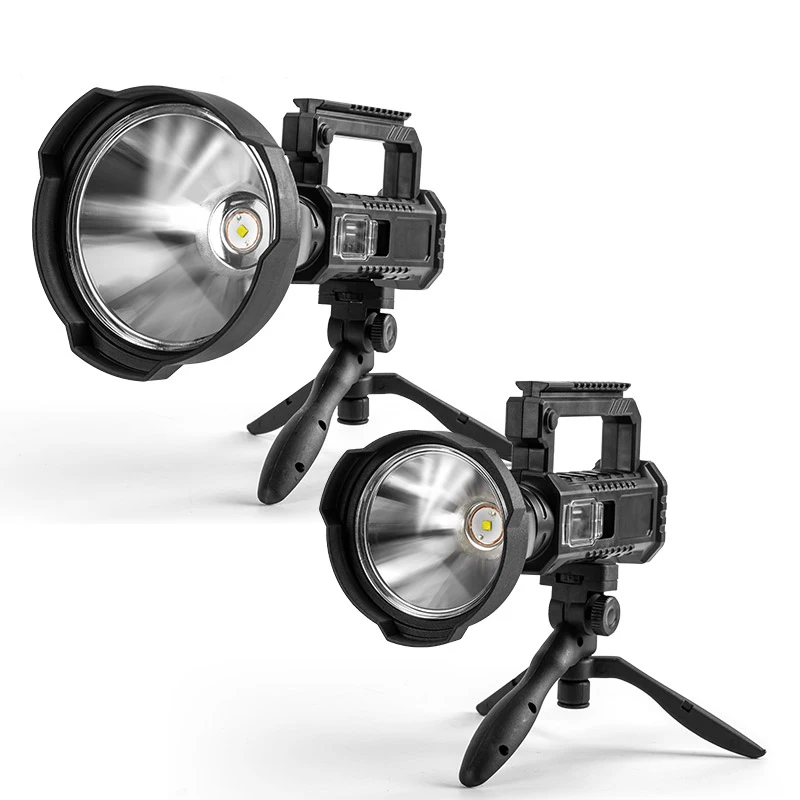 Super Bright 90000 Lumen LED Flashlight - Rechargeable Spotlight With Tripod, 4 Modes, USB Output, Waterproof