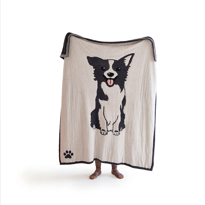 2025 OEKO-TEX High Quality Factory Wholesale Cheap Cute Dog Soft Warm 100% Polyester Knitted Throw Blanket TD