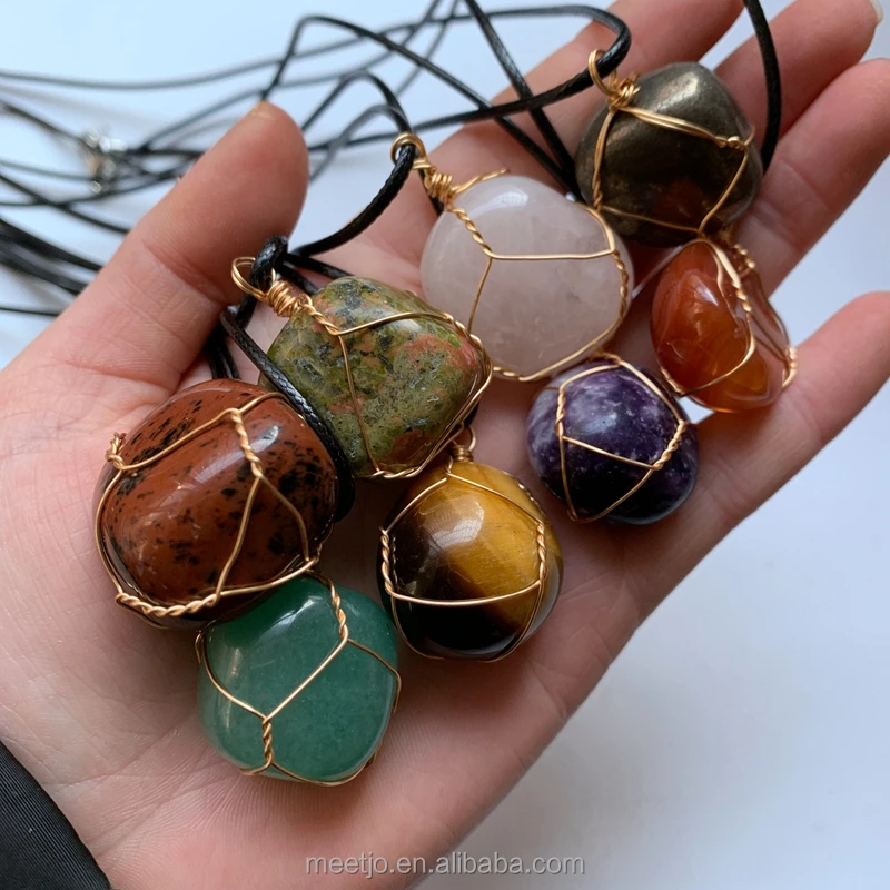 wire wrapping tumbled stones