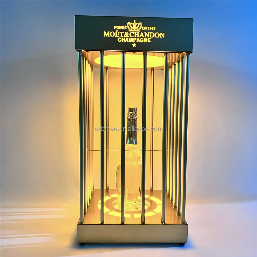 Wholesale Customized Logo Bar Rechargeable Golden Moet Cage Display VIP  Metal Acrylic LED Champagne Bottle Presenter for Night Club From  m.