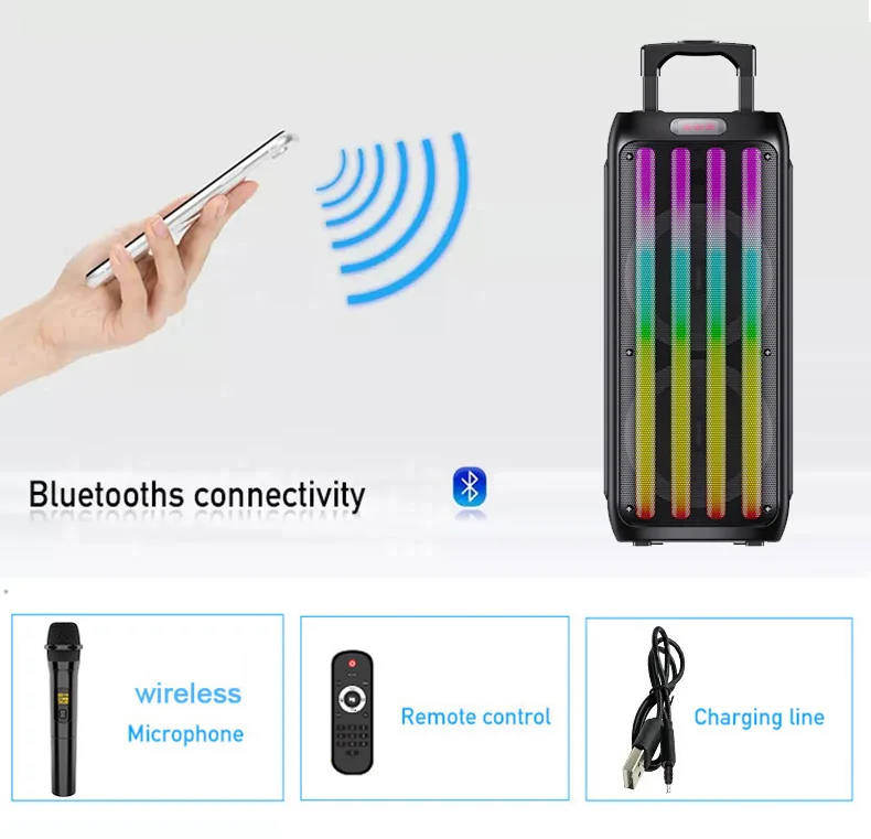 ZQS8232 Dual 8 Inch Wireless Speaker - Perfect for Karaoke