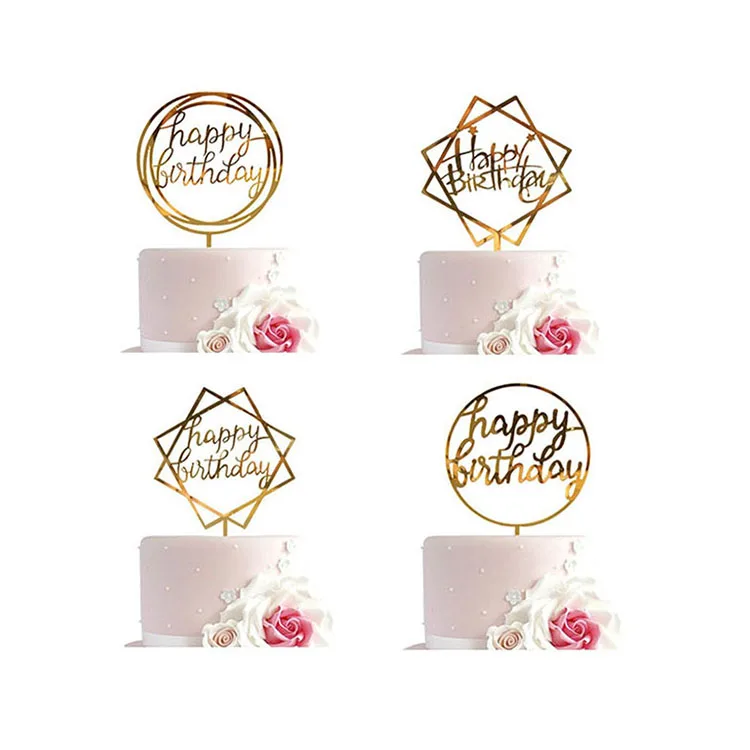 Nicro Gold Glitter Custom Personalized Wedding Happy Birthday Acrylic Cake Topper