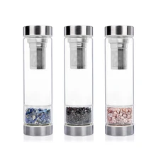 2020 new arrival Reusable Filter double wall Glass Water Bottle,Healing Crystal  Energy glass water bottle